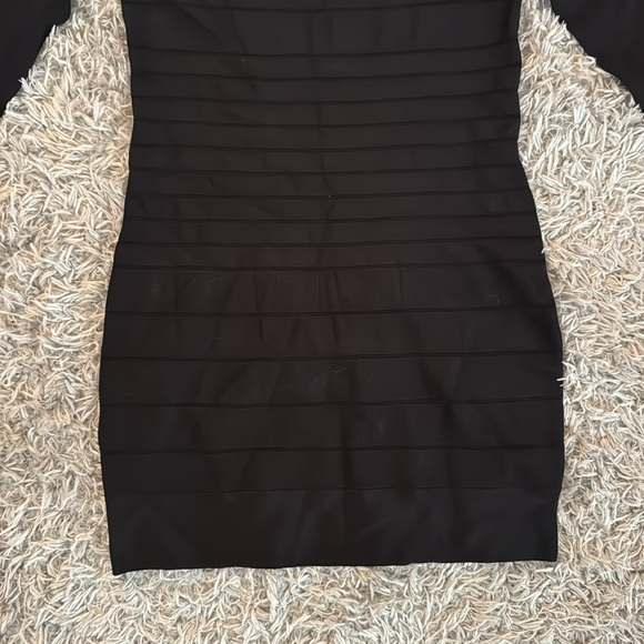 French Connection Black Bodycon Bandage Long Sleeve Dress - Picture 2 of 8